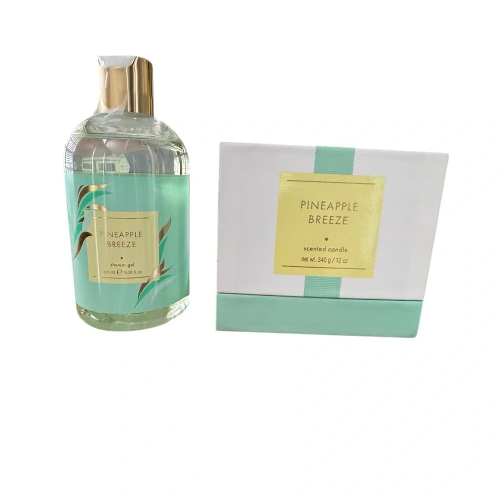 NWT Pineapple Breeze Shower Gel and Candle Set- Both from Belk